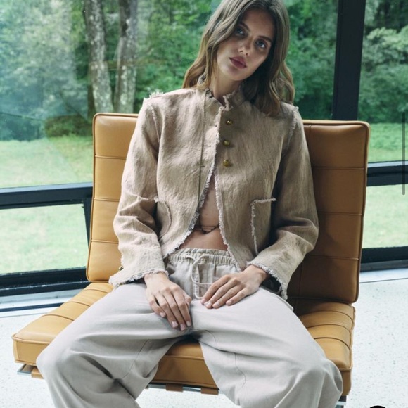 ZARA SHORT 100% LINEN JACKET ZW COLLECTION $129.00 Size XS NWT - Picture 6 of 13